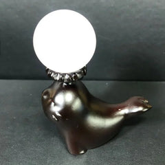 Sea Lion Crystal Ball on Resin - Stone Base - Desk Zen & Gift Inspiration