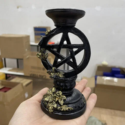 Pentagram Crystal Stand - Energy Alignment & Natural Stone Base