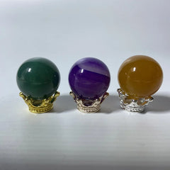 Ornate Alloy Crystal Ball Stand - Compact Home Decor Accent