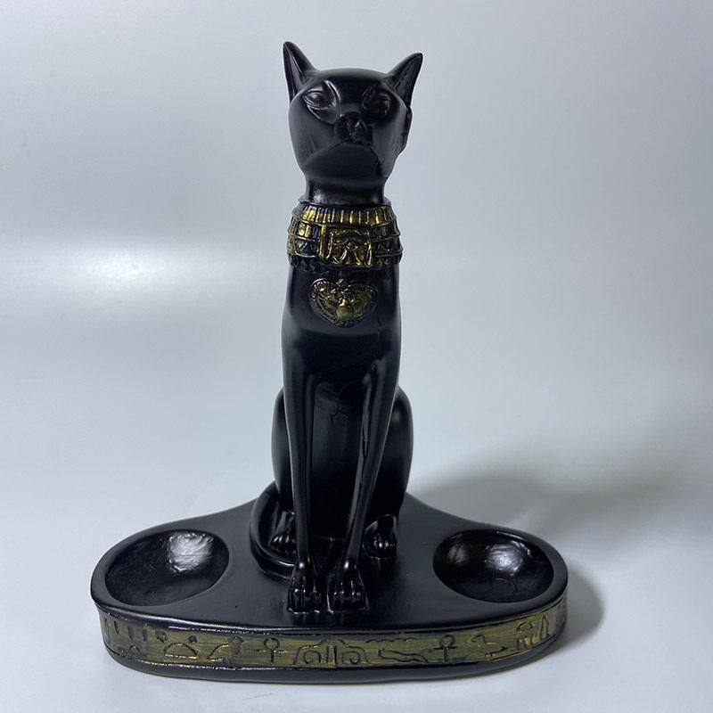 Wizard Cat Crystal Ball Stand - Mystical Home & Office Decor