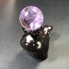 Sea Lion Crystal Ball on Resin - Stone Base - Desk Zen & Gift Inspiration